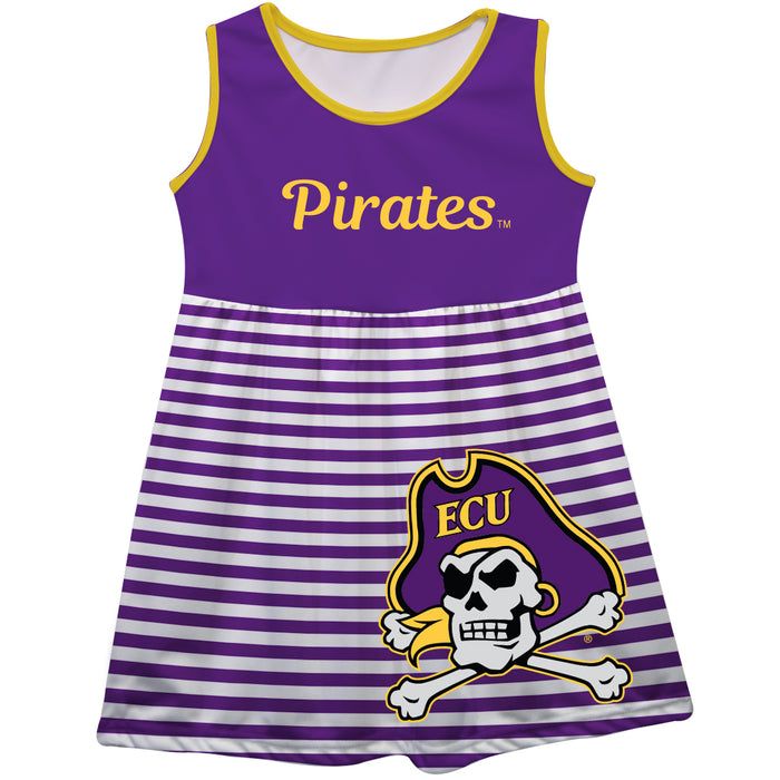 East Carolina Pirates Big Logo Purple And White Stripes Tank Dress - Vive La Fête - Online Apparel Store