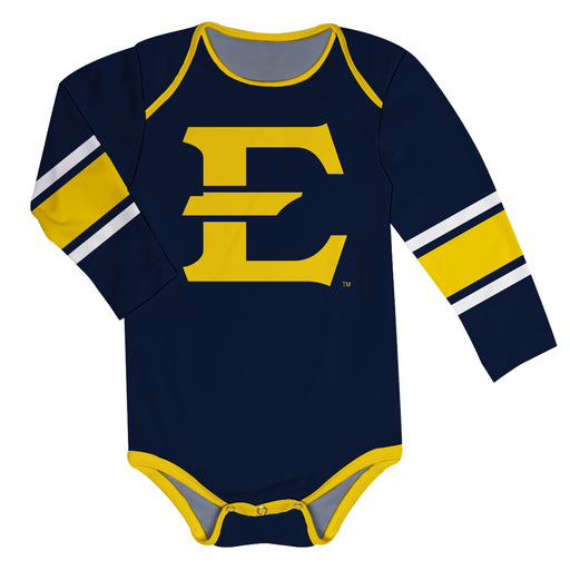 East Tennessee State Stripes Blue Long Sleeve Onesie - Vive La Fête - Online Apparel Store