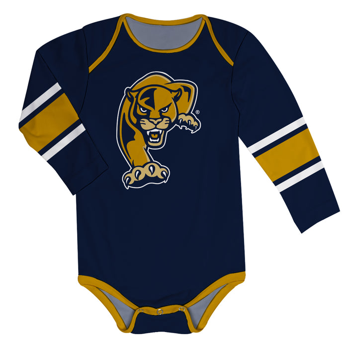 FIU Panthers Stripes Blue Long Sleeve Onesie - Vive La Fête - Online Apparel Store