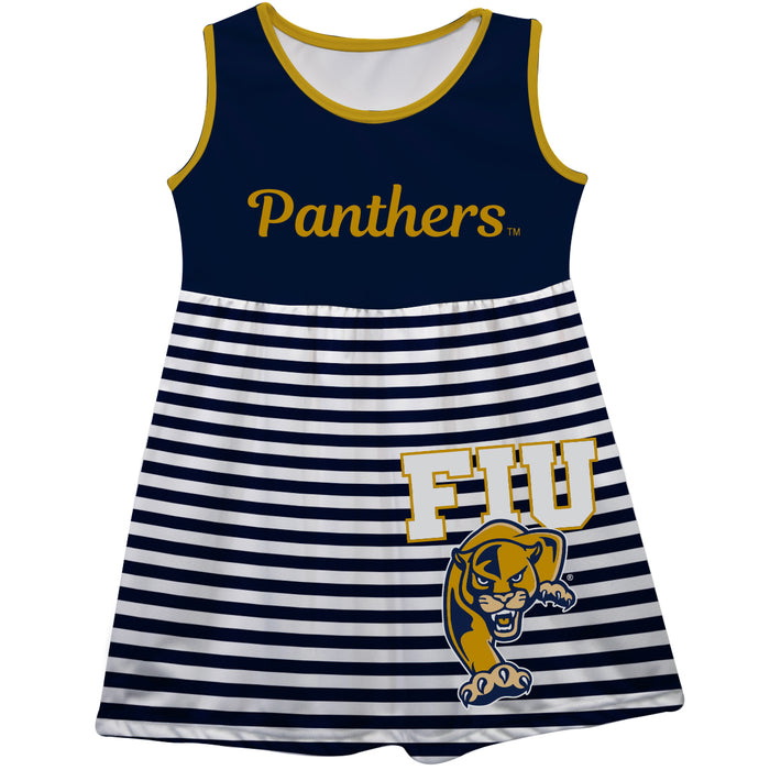 FIU Panthers Big Logo Blue And White Stripes Tank Dress - Vive La Fête - Online Apparel Store
