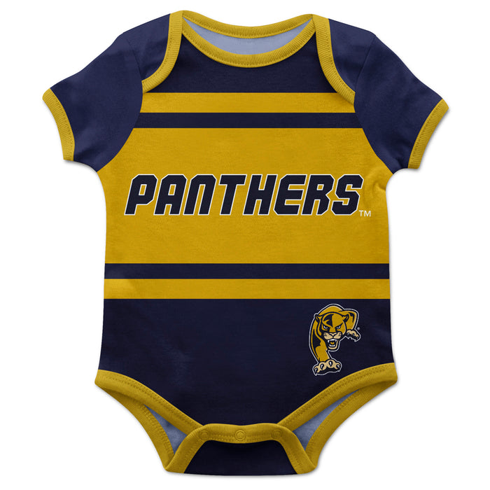 FIU Panthers Panthers Block Stripe Blue Short Sleeve Onesie - Vive La Fête - Online Apparel Store