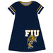 FIU Panthers Big Logo Blue Stripes Short Sleeve A Line Dress - Vive La Fête - Online Apparel Store