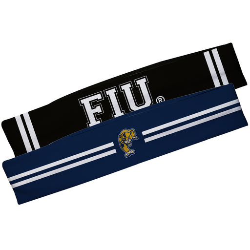 FIU Panthers Blue And Black Stripes Headband Set - Vive La Fête - Online Apparel Store