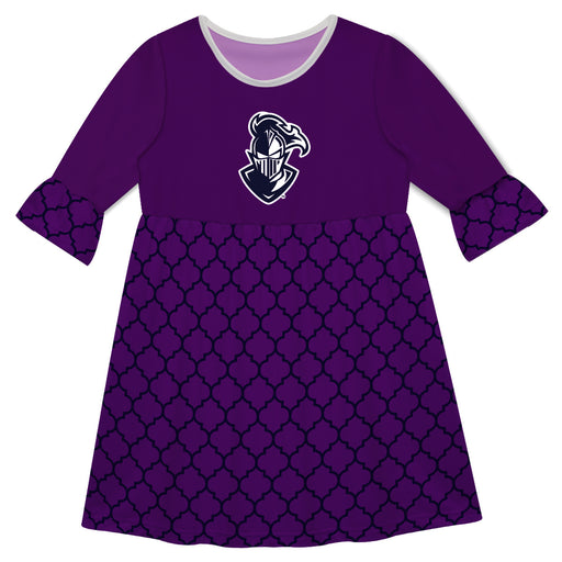 Furman Quatrefoil Purple Amy Dress Three Quarter Sleeve - Vive La Fête - Online Apparel Store