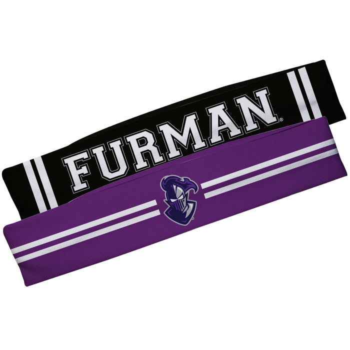 Furman Paladins Purple And Black Stripes Headband Set - Vive La Fête - Online Apparel Store