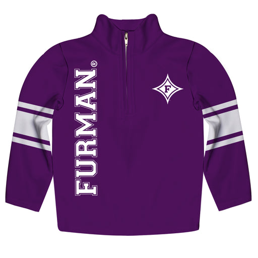 Furman Paladins Stripes Purple Long Sleeve Quarter Zip Sweatshirt - Vive La Fête - Online Apparel Store