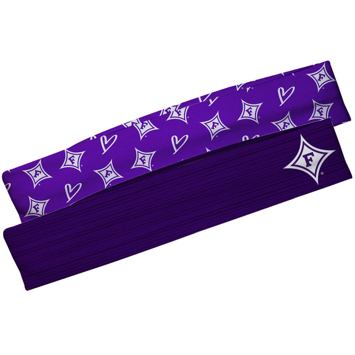 Furman Paladins Purple Solid And Purple Repeat Logo Headband Set - Vive La Fête - Online Apparel Store