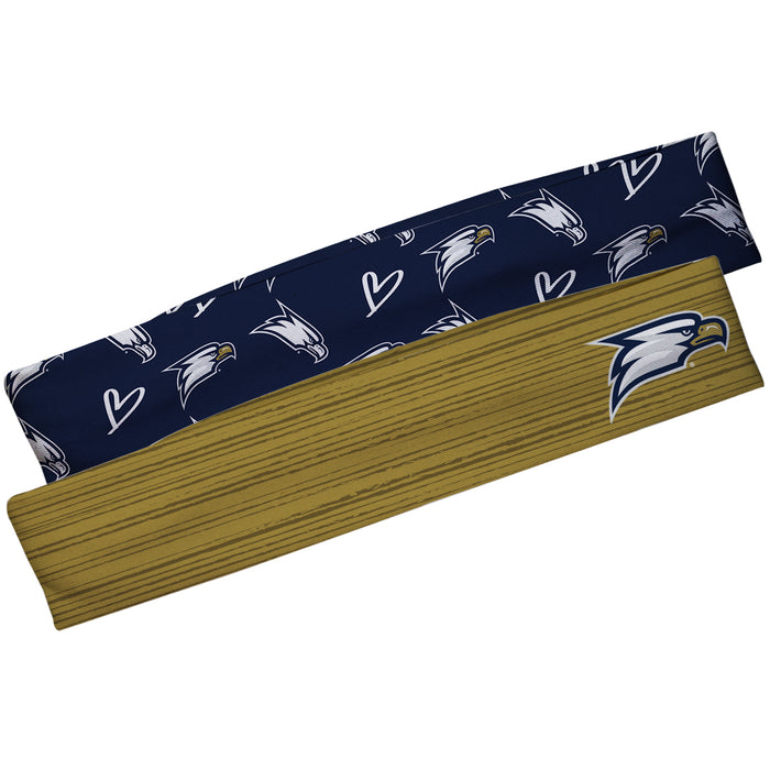 Georgia Southern Gold Solid And Blue Repeat Logo Headband Set - Vive La Fête - Online Apparel Store