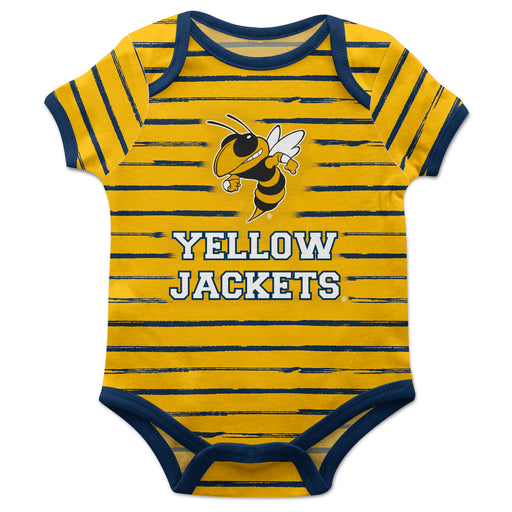 Georgia Tech Stripe Yellow and Blue Boys Onesie Short Sleeve - Vive La Fête - Online Apparel Store