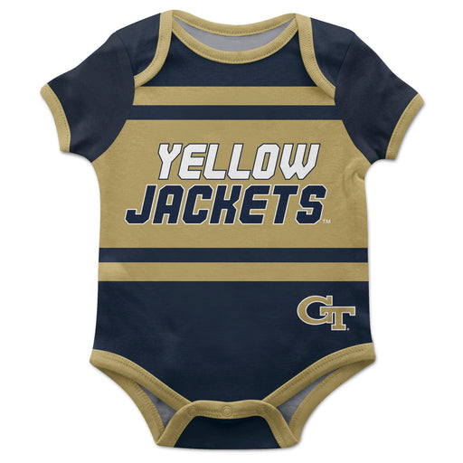 Georgia Tech Yellow Jackets Yellow Jackets Block Stripe Blue Short Sleeve Onesie - Vive La Fête - Online Apparel Store