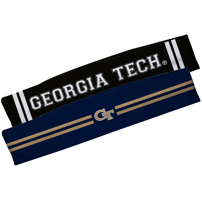 Georgia Tech Yellow Jackets Blue And Black Stripes Headband Set - Vive La Fête - Online Apparel Store