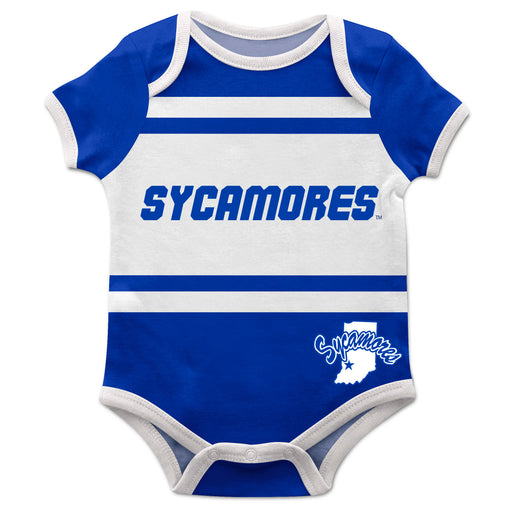 Indiana State University Sycamores Block Stripe Blue Short Sleeve Onesie - Vive La Fête - Online Apparel Store