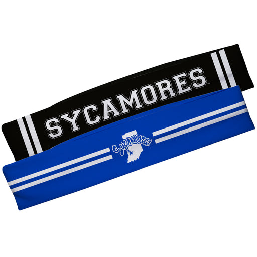 Indiana State University Blue And Black Stripes Headband Set - Vive La Fête - Online Apparel Store