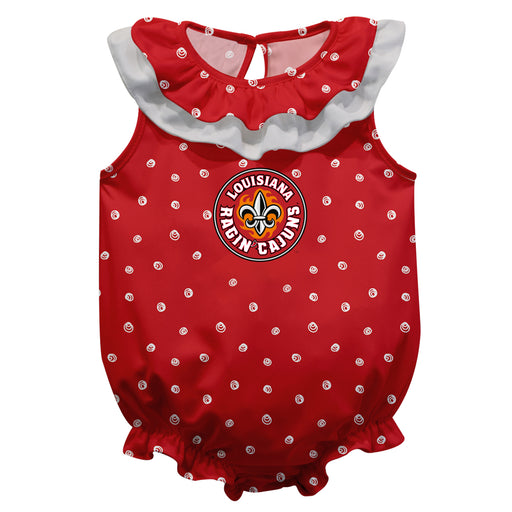 Louisiana At Lafayette Swirls Red Girls Sleeveless Onesie - Vive La Fête - Online Apparel Store