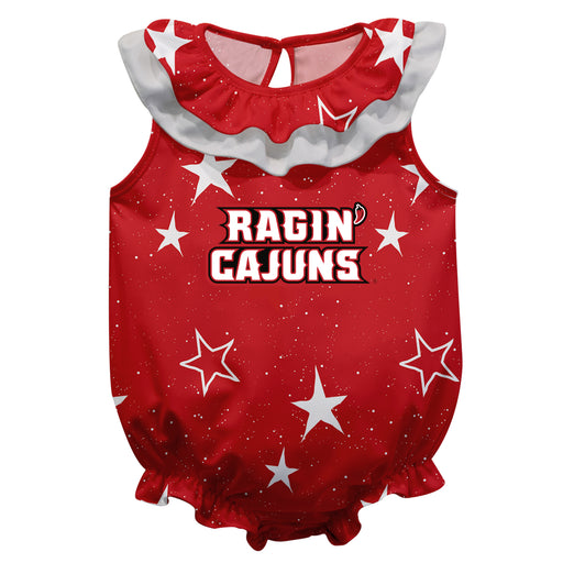 Louisiana At Lafayette Stars Red Girls Sleeveless Onesie - Vive La Fête - Online Apparel Store