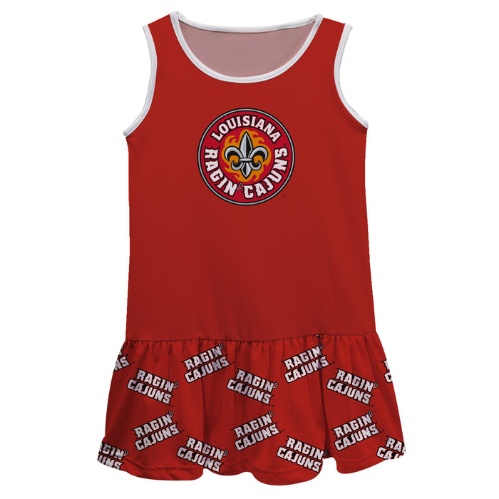 Louisiana At Lafayette Repeat Logo Red Sleeveless Lily Dress - Vive La Fête - Online Apparel Store
