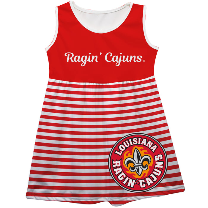 Louisiana At Lafayette Big Logo Red And White Stripes Tank Dress - Vive La Fête - Online Apparel Store