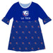 Louisiana Tech Print Blue Amy Dress Three Quarter Sleeve - Vive La Fête - Online Apparel Store