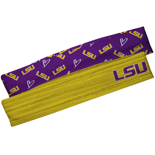 LSU Tigers Gold Solid And Purple Repeat Logo Headband Set - Vive La Fête - Online Apparel Store