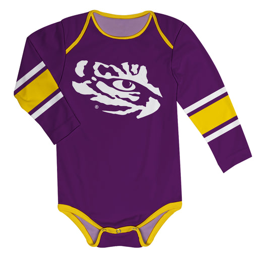 LSU Tigers Stripes Purple Long Sleeve Onesie - Vive La Fête - Online Apparel Store