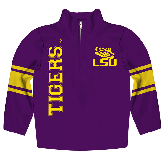 LSU Stripes Purple Long Sleeve Quarter Zip Sweatshirt - Vive La Fête - Online Apparel Store