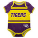 LSU Tigers Block Stripe Purple Short Sleeve Onesie - Vive La Fête - Online Apparel Store