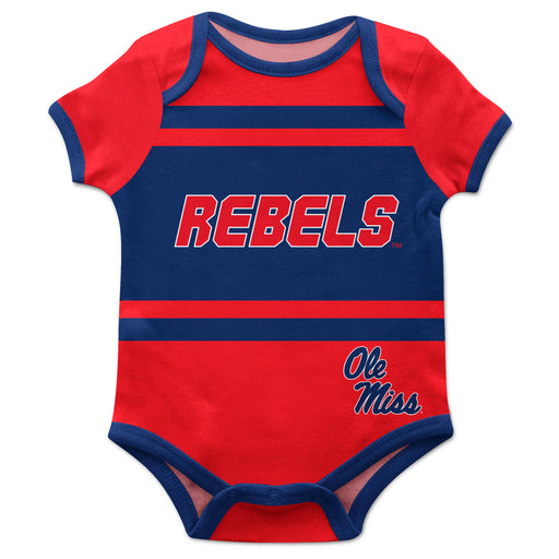 Mississippi Rebels Block Stripe Red Short Sleeve Onesie - Vive La Fête - Online Apparel Store