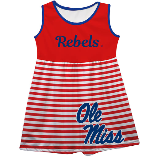 Mississippi Rebels Big Logo Red And White Stripes Tank Dress - Vive La Fête - Online Apparel Store