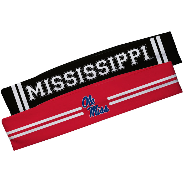 Mississippi Rebels Red And Black Stripes Headband Set - Vive La Fête - Online Apparel Store