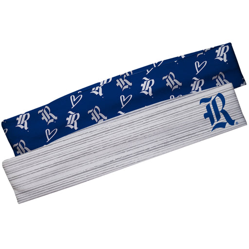 Rice Owls White Solid And Blue Repeat Logo Headband Set - Vive La Fête - Online Apparel Store