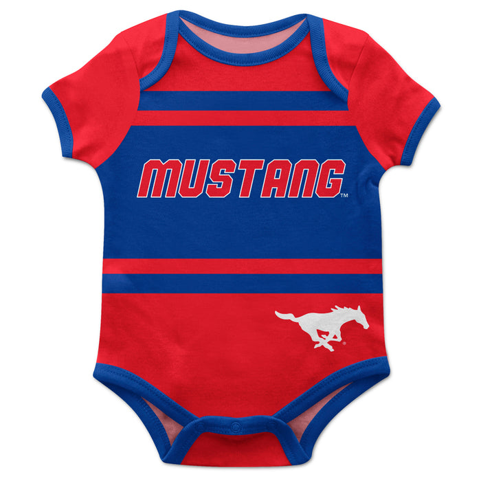 SMU Mustangs Block Stripe Red Short Sleeve Onesie - Vive La Fête - Online Apparel Store