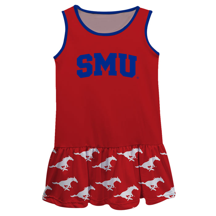 SMU Mustangs Repeat Logo Red Sleeveless Lily Dress - Vive La Fête - Online Apparel Store