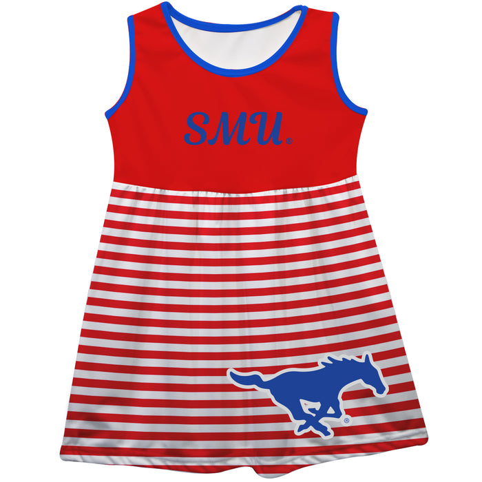 SMU Mustangs Big Logo Red And White Stripes Tank Dress - Vive La Fête - Online Apparel Store