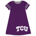 TCU Horned Frogs Big Logo Purple Stripes Short Sleeve A Line Dress - Vive La Fête - Online Apparel Store