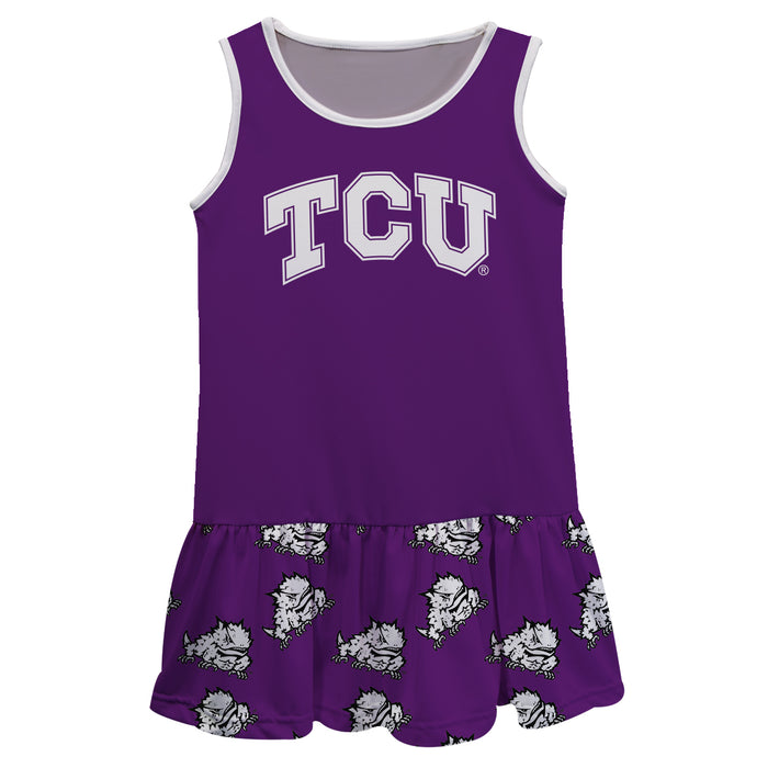 TCU Horned Frogs Repeat Logo Purple Sleeveless Lily Dress - Vive La Fête - Online Apparel Store