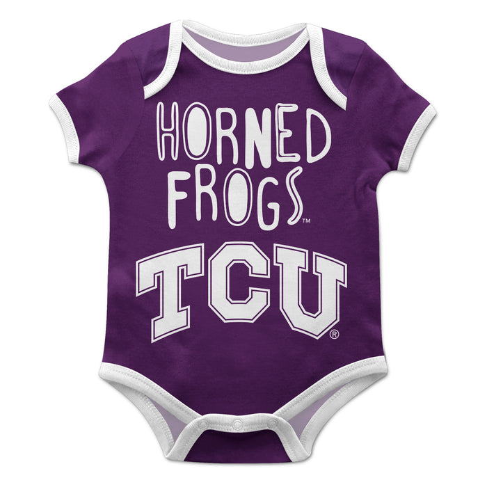 TCU Horned Frogs Purple Solid Short Sleeve Onesie - Vive La Fête - Online Apparel Store