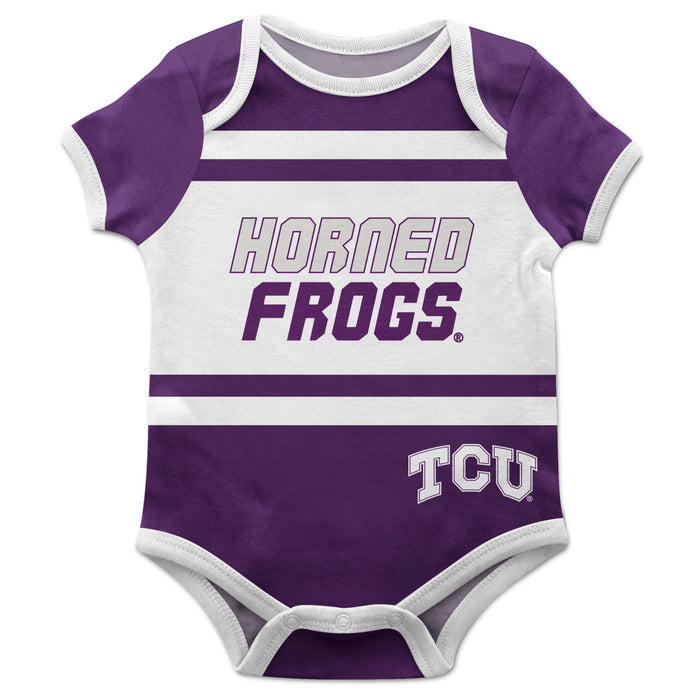 TCU Horned Frogs Block Stripe Purple Short Sleeve Onesie - Vive La Fête - Online Apparel Store