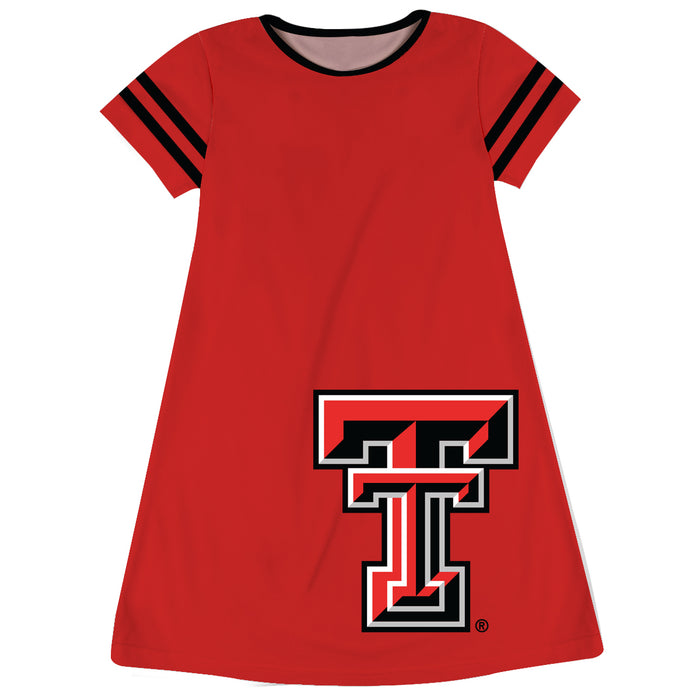 Texas Tech Big Logo Red Stripes Short Sleeve A Line Dress - Vive La Fête - Online Apparel Store