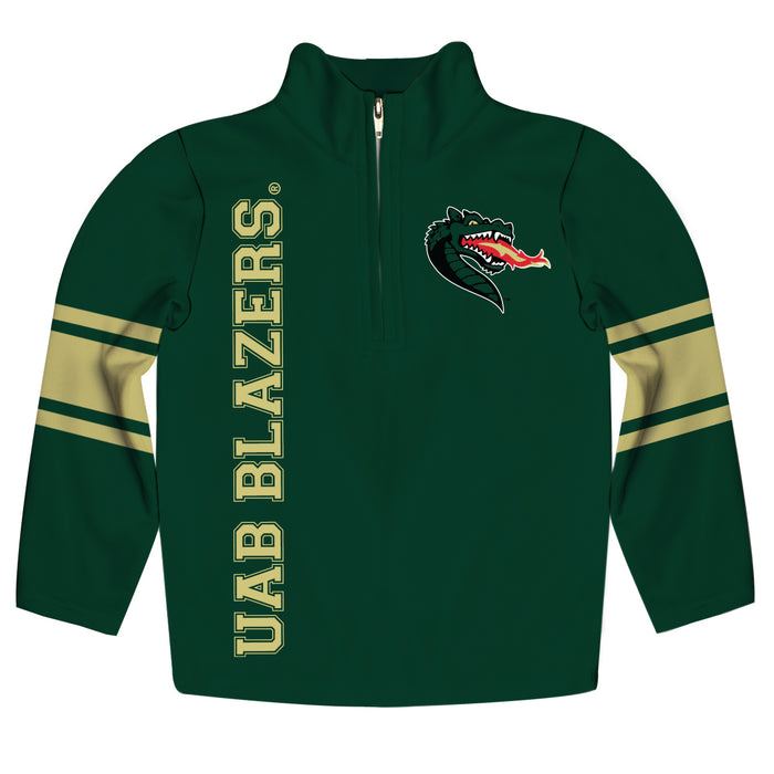 UAB Blazers Stripes Green Long Sleeve Quarter Zip Sweatshirt - Vive La Fête - Online Apparel Store