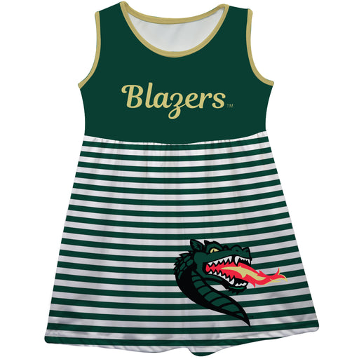 UAB Blazers Big Logo Green And White Stripes Tank Dress - Vive La Fête - Online Apparel Store