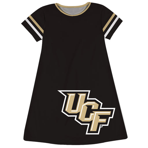 Central Florida Big Logo Black Stripes Short Sleeve A Line Dress - Vive La Fête - Online Apparel Store