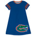 Florida Big Logo Blue Stripes Short Sleeve A Line Dress - Vive La Fête - Online Apparel Store
