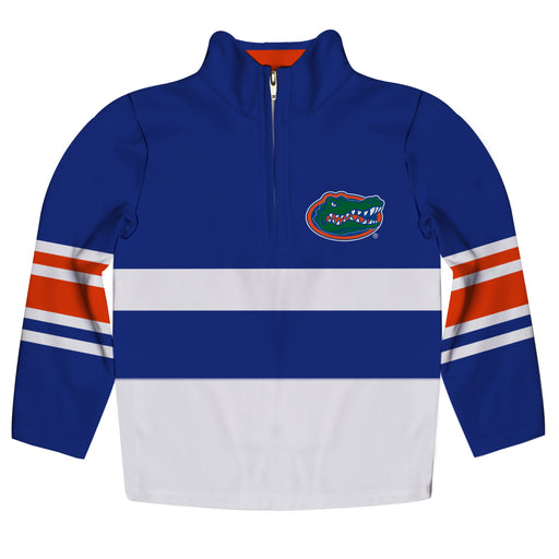 Florida Logo Stripes Blue Long Sleeve Quarter Zip Sweatshirt - Vive La Fête - Online Apparel Store