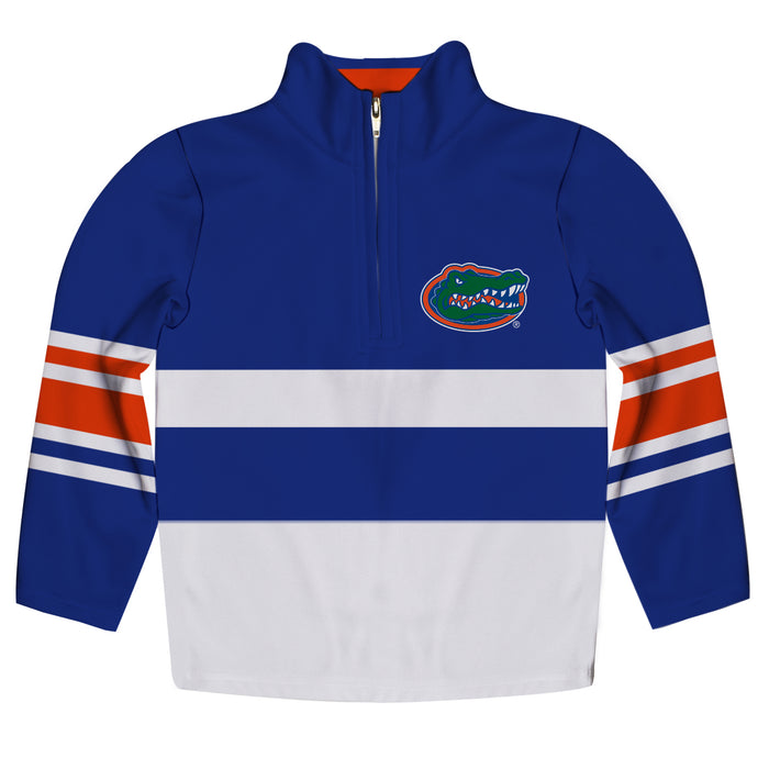 Florida Logo Stripes Blue Long Sleeve Quarter Zip Sweatshirt - Vive La Fête - Online Apparel Store
