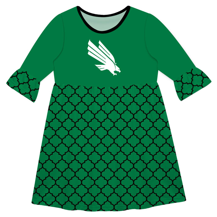 North Texas Quatrefoil Green Amy Dress Three Quarter Sleeve - Vive La Fête - Online Apparel Store