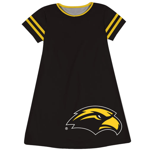 Southern Mississippi Big Logo Black Stripes Short Sleeve A Line Dress - Vive La Fête - Online Apparel Store