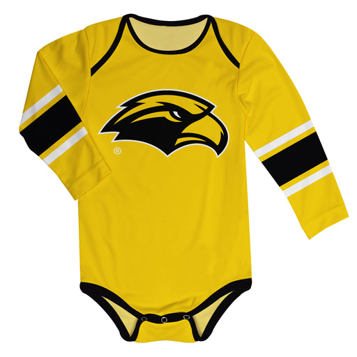 Southern Mississippi Stripes Gold Long Sleeve Onesie - Vive La Fête - Online Apparel Store