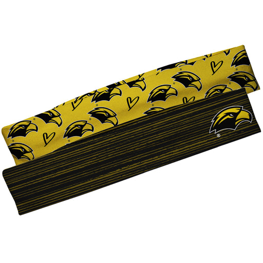 Southern Mississippi Black Solid And Gold Repeat Logo Headband Set - Vive La Fête - Online Apparel Store