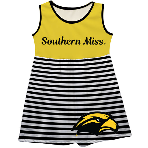 Southern Mississippi Big Logo Black And White Stripes Tank Dress - Vive La Fête - Online Apparel Store