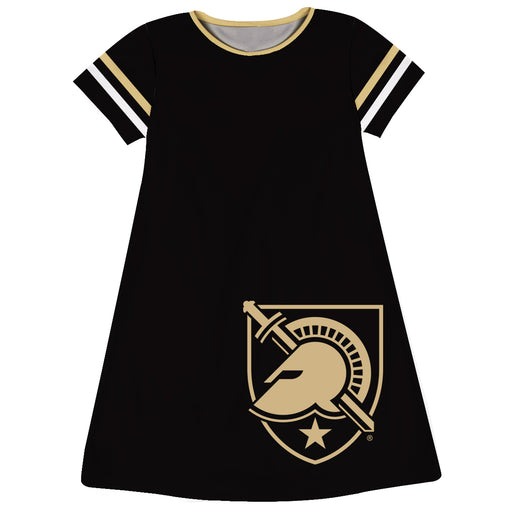 United States Military Academy Big Logo Black Stripes Short Sleeve A Line Dress - Vive La Fête - Online Apparel Store